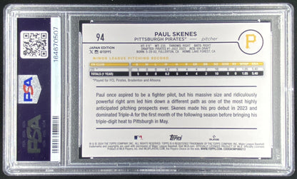 2024 Topps Japan Edition Paul Skenes #94 graded PSA 10 trading card
