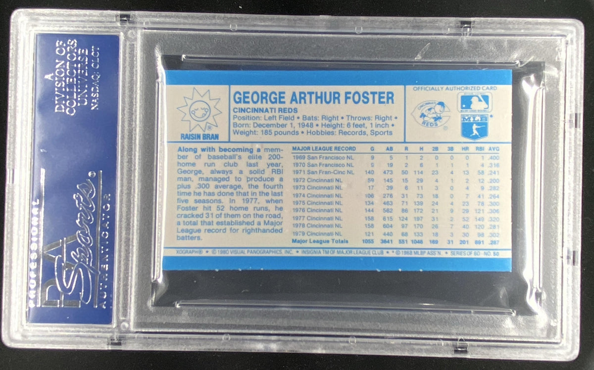 1980 Kellogg's 3-D Super Stars George Foster #50 graded PSA 10 trading card