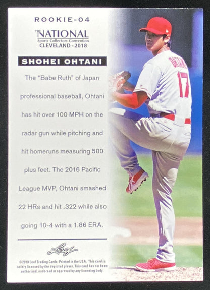 2018 Leaf National Sports Collectors Convention Shohei Ohtani #ROOKIE-04 trading card
