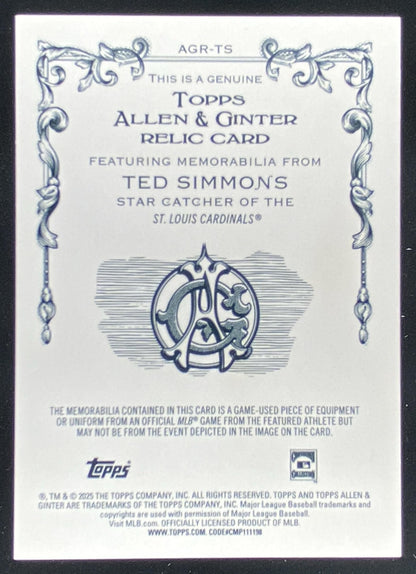 2025 Topps Allen & Ginter Ted Simmons #AGR-TS trading card