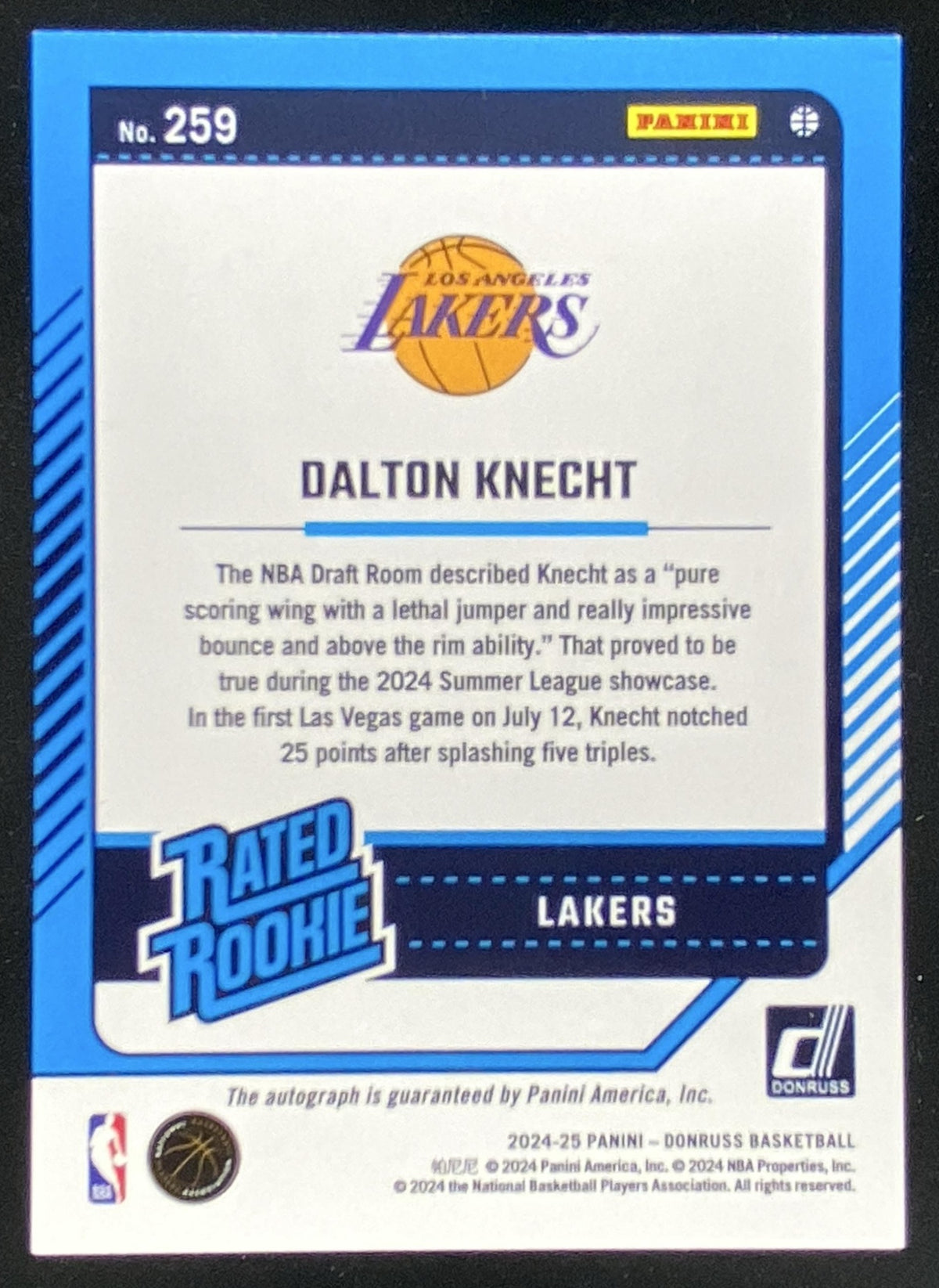 2024 Panini Donruss Dalton Knecht #259 trading card
