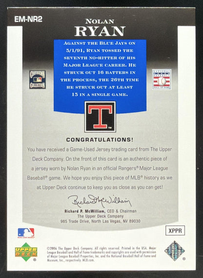 2006 Upper Deck Epic Materials Blue Nolan Ryan Jersey /99