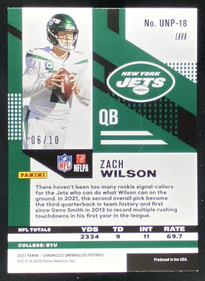 2021 Panini Chronicles Zach Wilson trading card