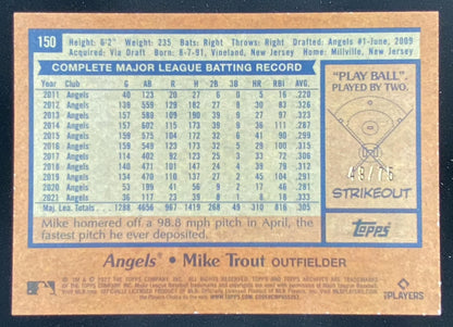 2022 Topps Archives Mike Trout #150 trading card