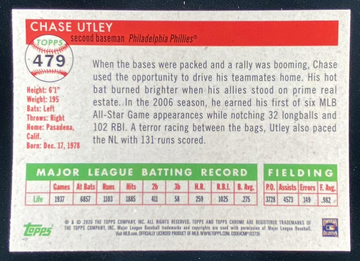 2025 Topps Chrome Platinum Chase Utley #479 trading card