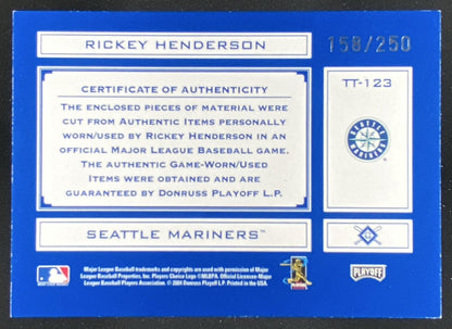 2004 Playoff Absolute Memorabilia Rickey Henderson #TT-123 trading card