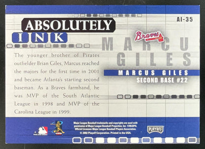 2002 Playoff Absolute Memorabilia Absolutely Ink Marcus Giles Auto