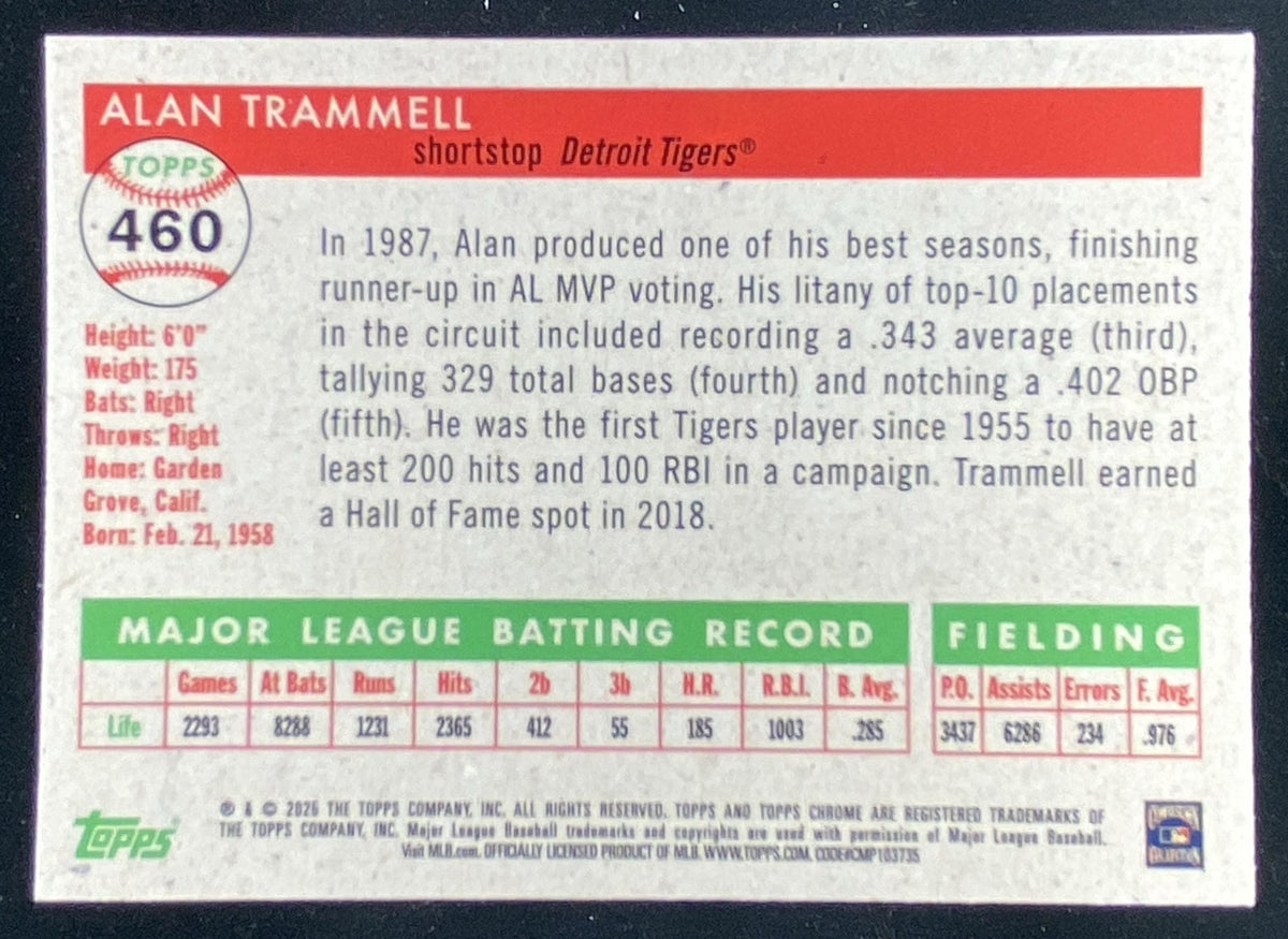 2025 Topps Chrome Platinum Anniversary Alan Trammell trading card