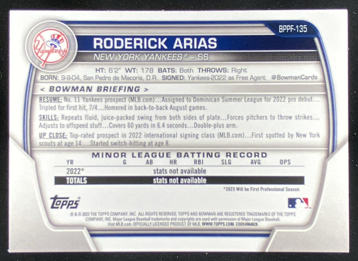 2023 Bowman 1st Edition Roderick Arias #BPPF-135 trading card