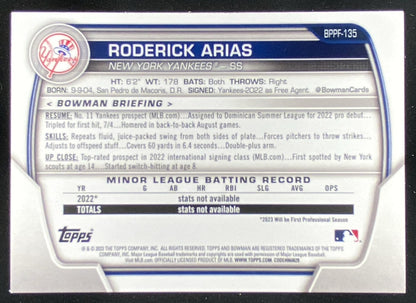 2023 Bowman 1st Edition Roderick Arias #BPPF-135 trading card