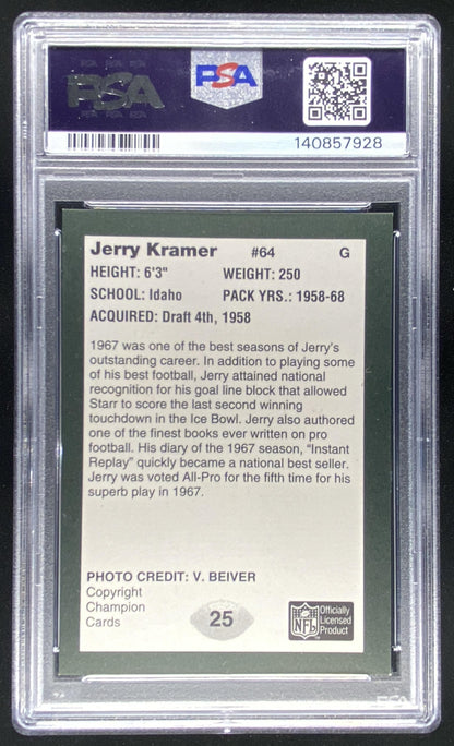 1991 Packers Super Bowl II Jerry Kramer PSA authenticated autograph graded 7 trading card