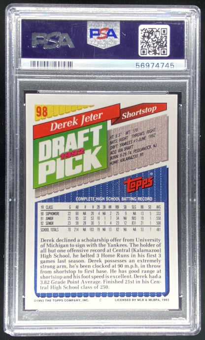 1993 Topps Derek Jeter #98 graded PSA 9 trading card