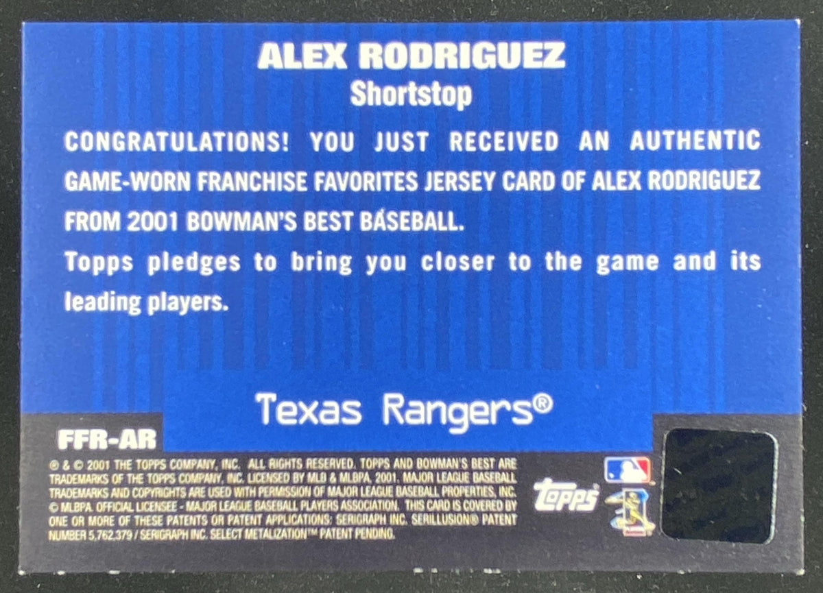 2001 Bowman's Best Alex Rodriguez #FFR-AR trading card