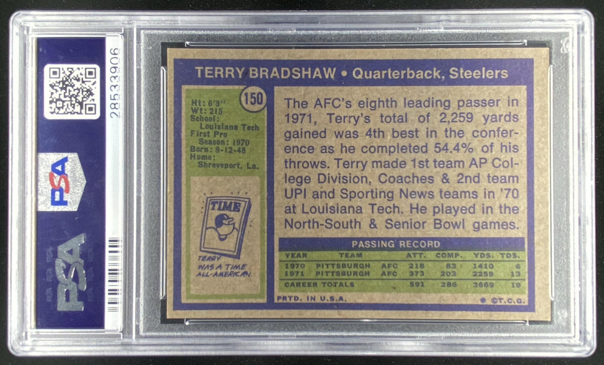 1972 Topps Terry Bradshaw #150 graded PSA 6 trading card