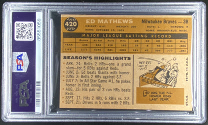 1960 Topps Ed Mathews #420 graded PSA 5 trading card