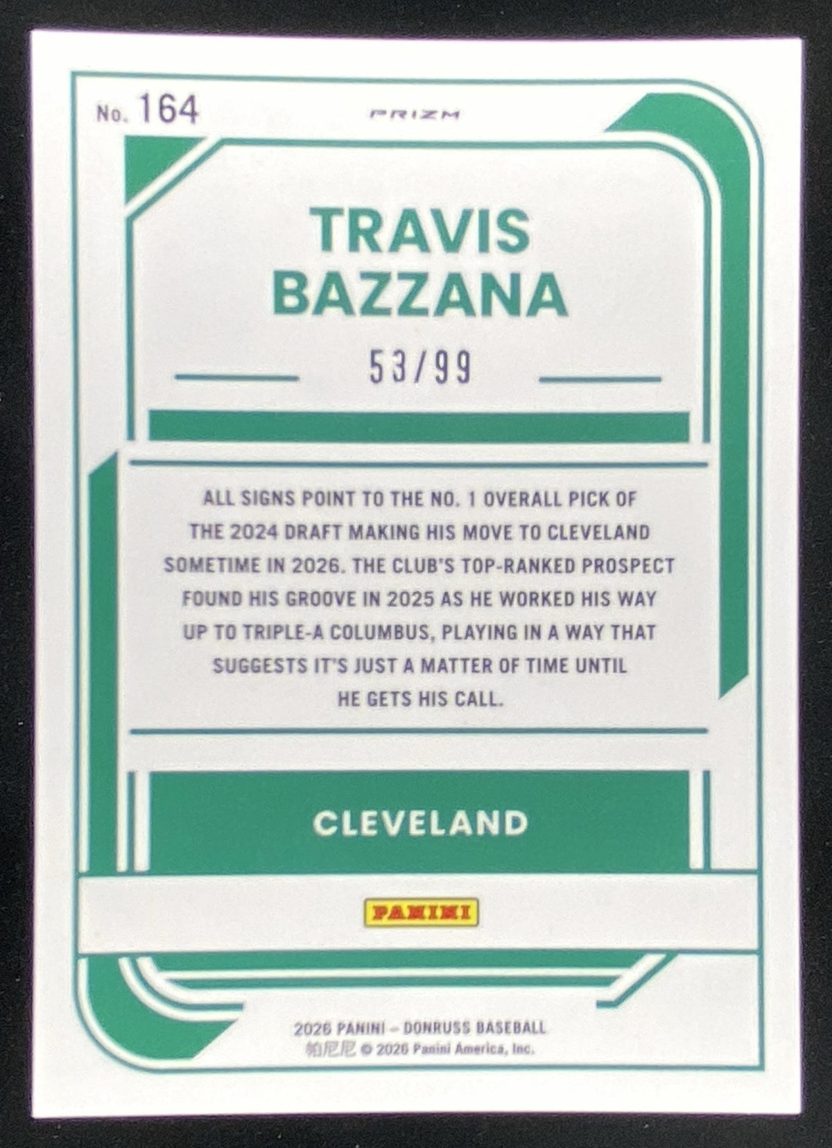2026 Panini Donruss Travis Bazzana #164 trading card