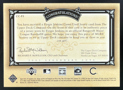 2005 SP Legendary Cuts Classic Careers Fergie Jenkins Jersey