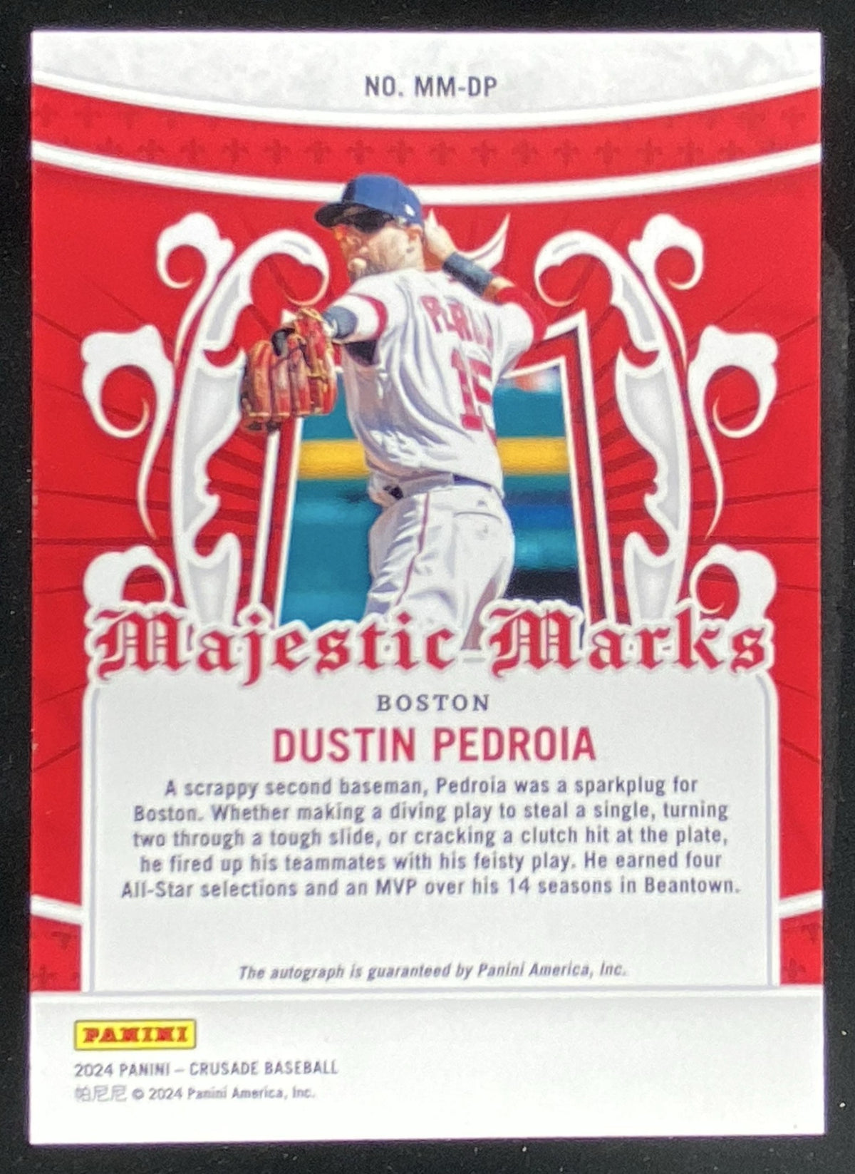 2024 Panini Crusade Dustin Pedroia #MM-DP trading card