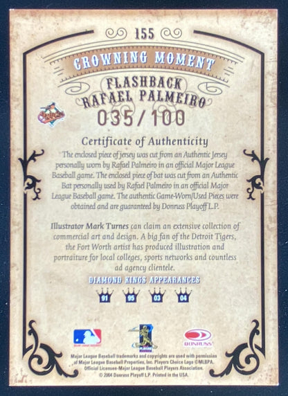 2004 Donruss Diamond Kings Rafael Palmeiro trading card