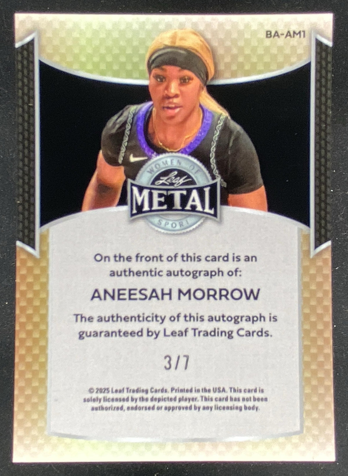 2025 Leaf Metal Women of Sport Aneesah Morrow trading card