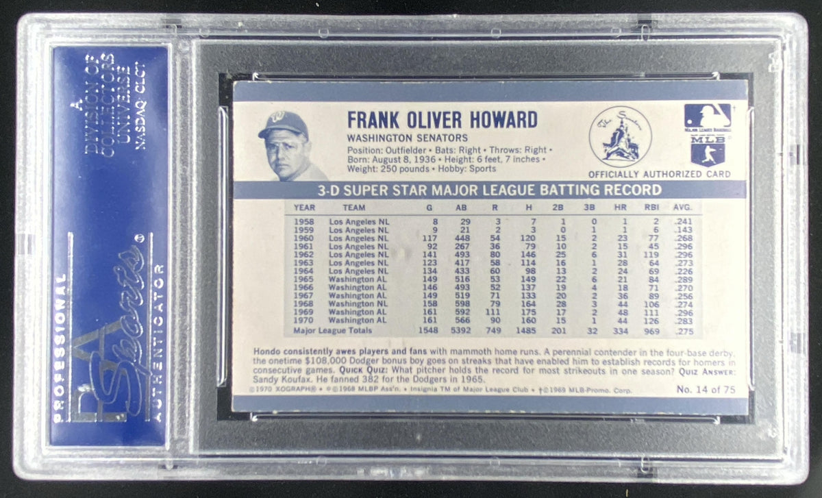 1971 Kellogg's 3-D Super Stars Frank Howard #14 graded PSA 8 trading card