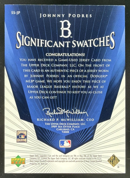 2004 SP Legendary Cuts Significant Swatches Johnny Podres Jersey