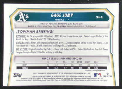 2026 Bowman Gage Jump trading card