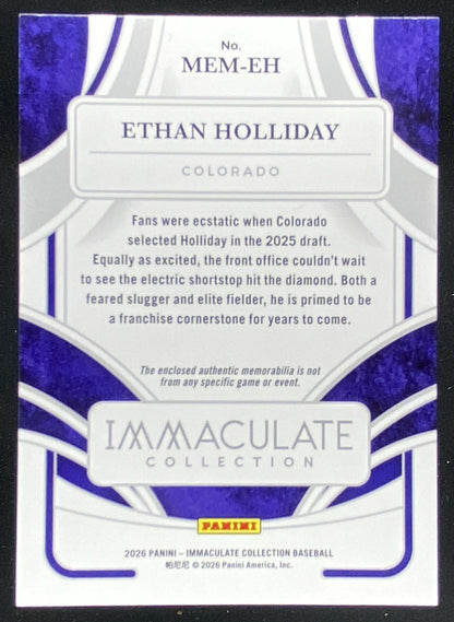 2026 Panini Immaculate Collection Ethan Holliday #MEM-EH trading card
