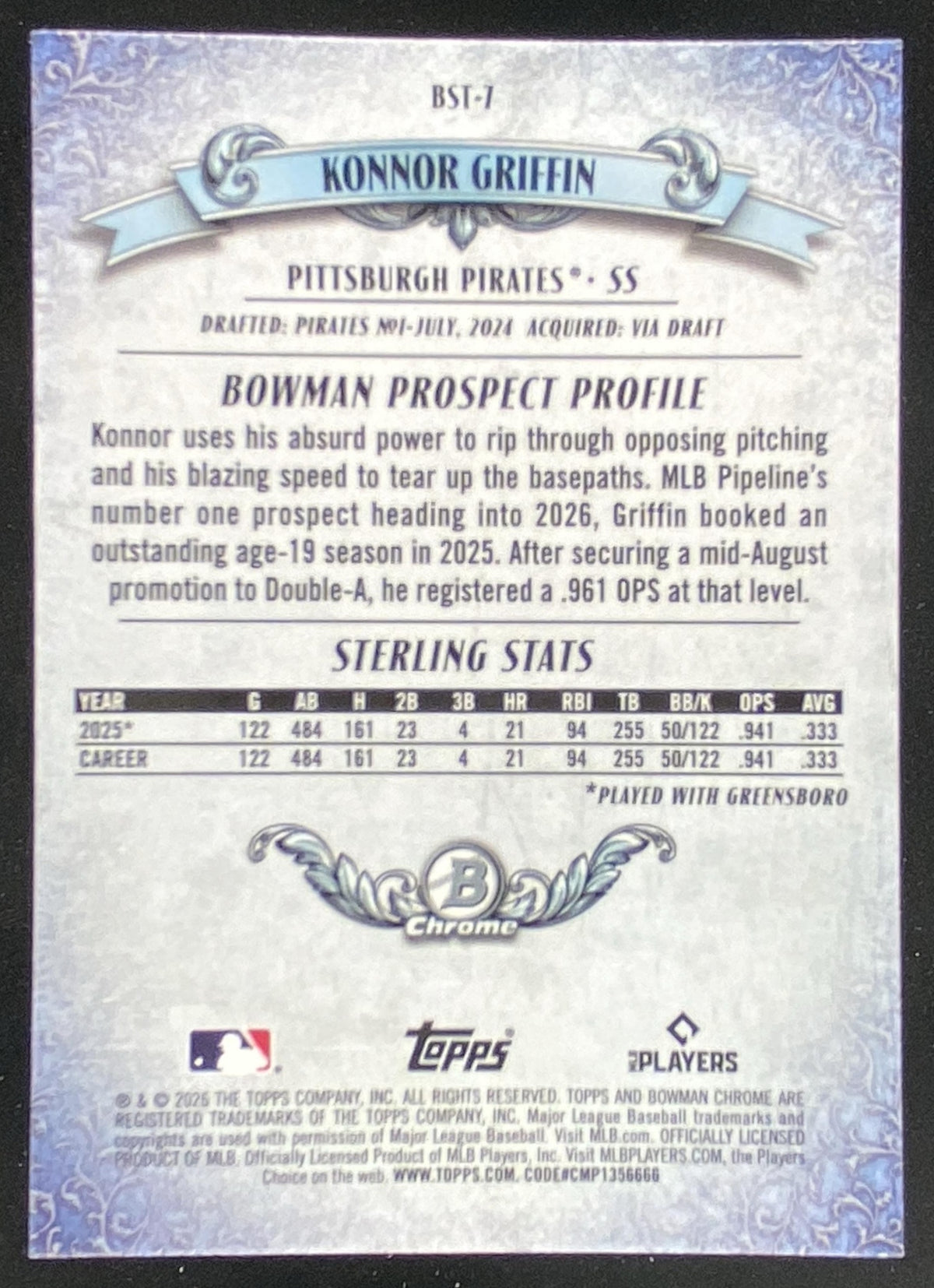 2026 Bowman Mega Box Konnor Griffin #BST-7 trading card