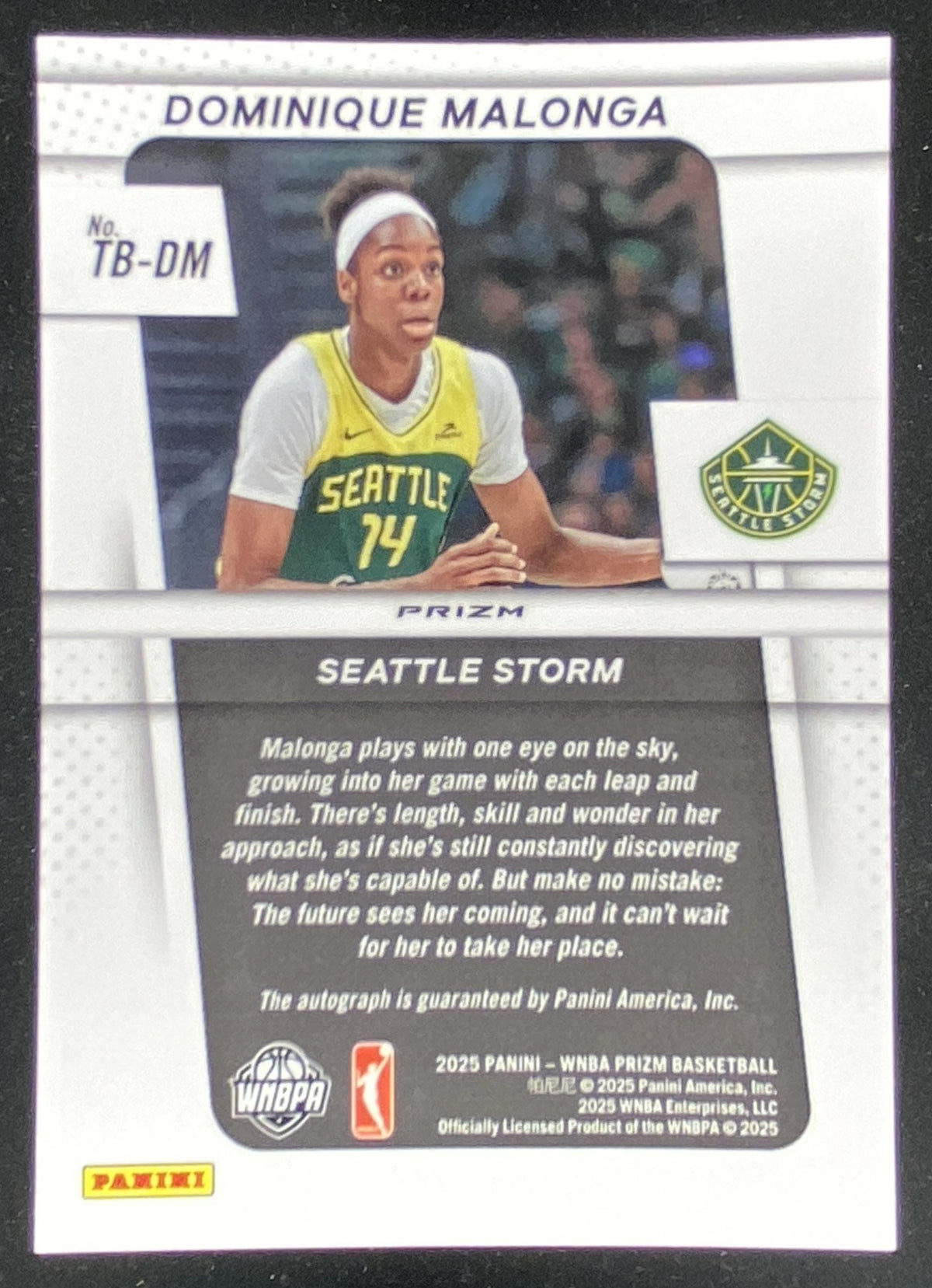 2025 Panini WNBA Prizm Dominique Malonga #TB-DM trading card