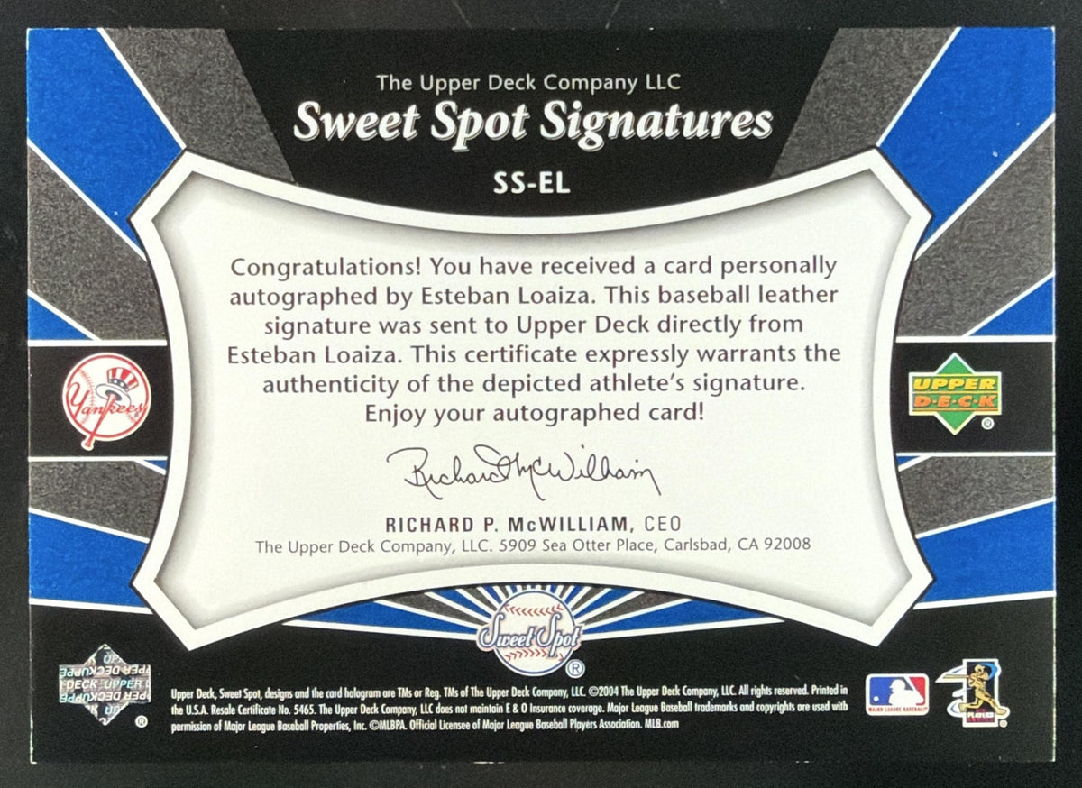 2004 Upper Deck Sweet Spot Signatures Esteban Loaiza Auto