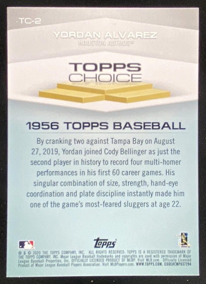 2020 Topps Yordan Alvarez #TC-2 trading card