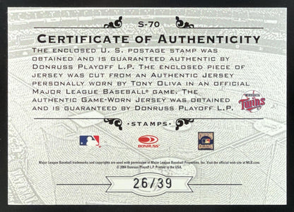 2005 Leaf Century Stamps Tony Oliva Jersey /39