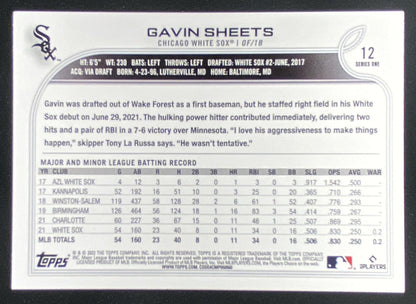 2022 Topps Series 1 Gavin Sheets #12 trading card