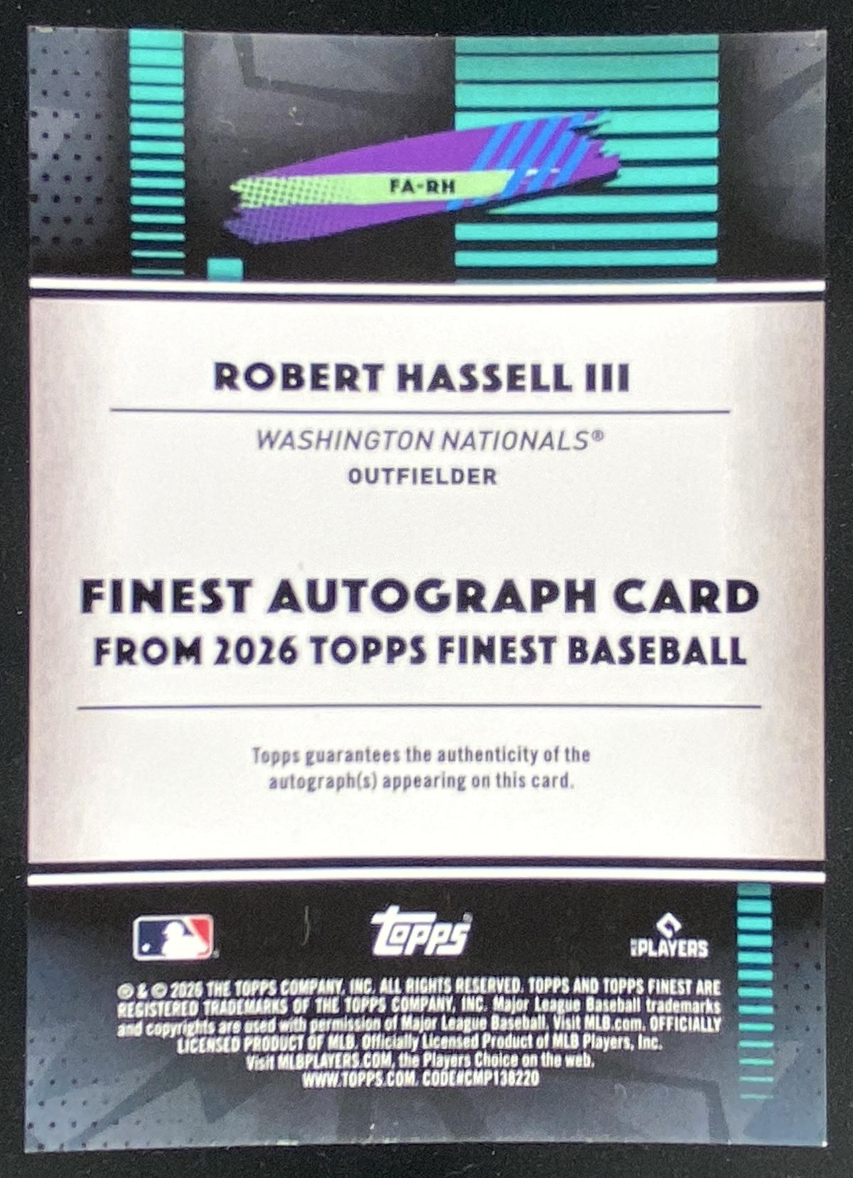 2026 Topps Finest Robert Hassell III #FA-RH trading card