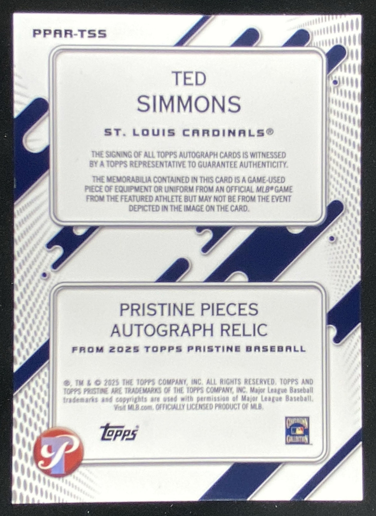2025 Topps Pristine Ted Simmons #PPAR-TSS trading card