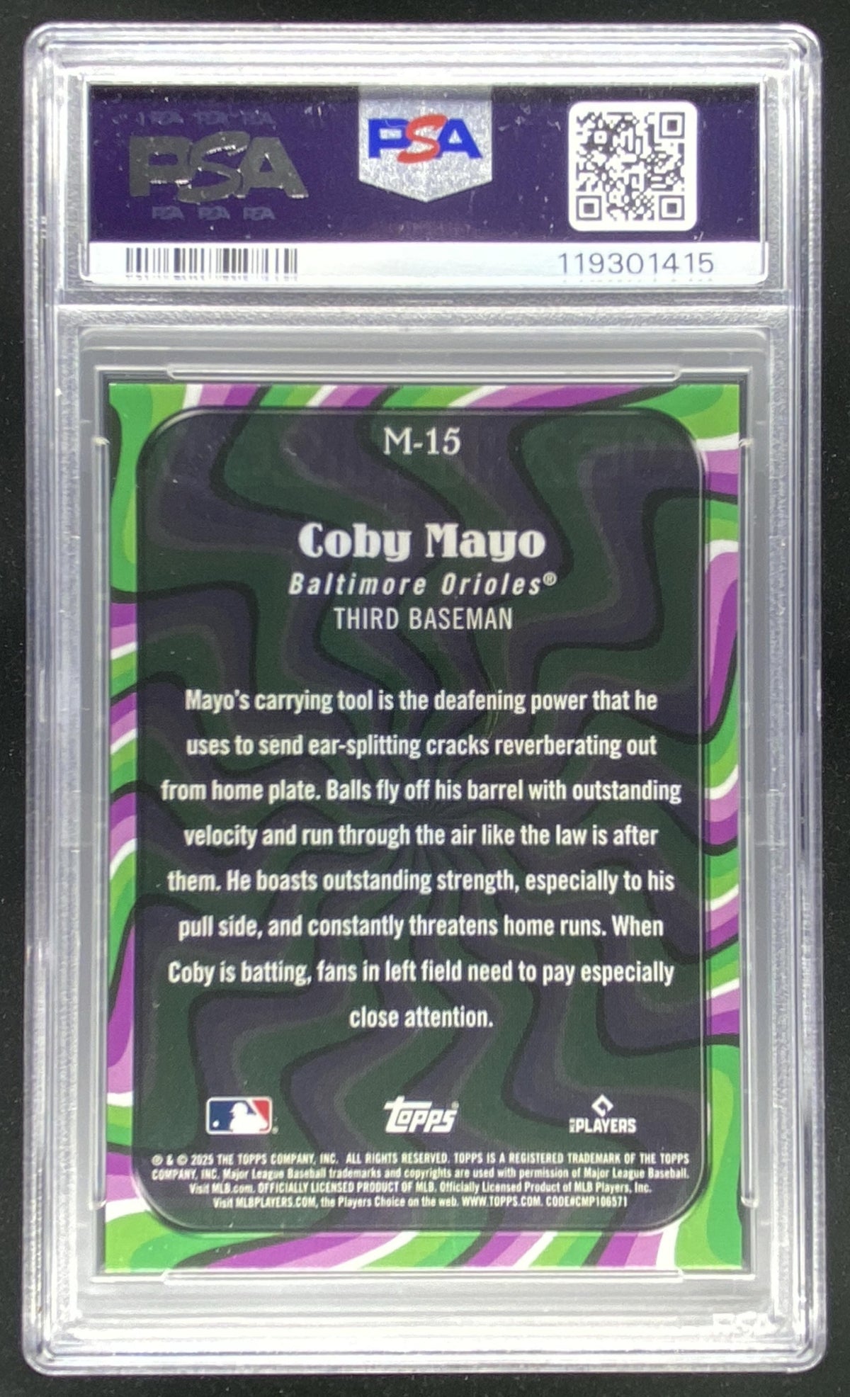2025 Topps Coby Mayo #M-15 graded PSA 7 trading card