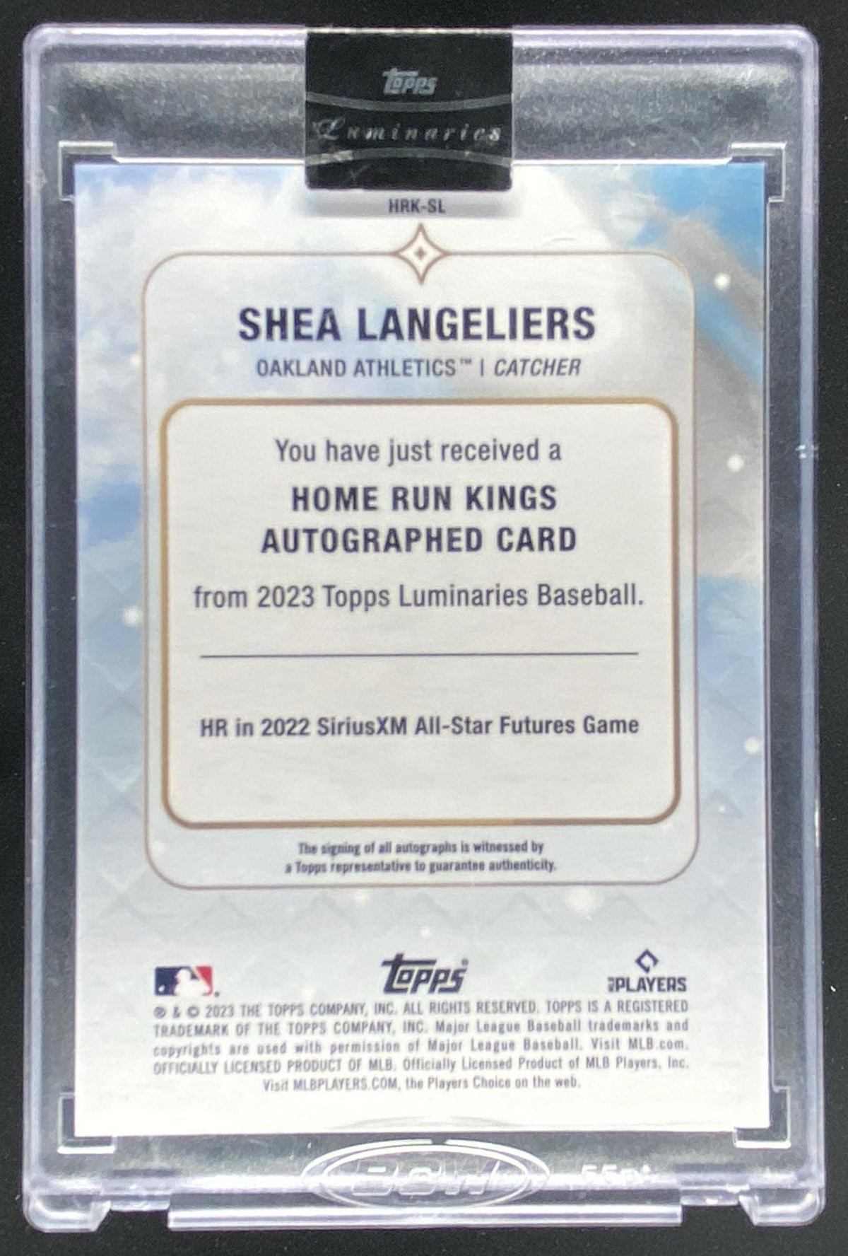 2023 Topps Luminaries Shea Langeliers #HRK-SL trading card