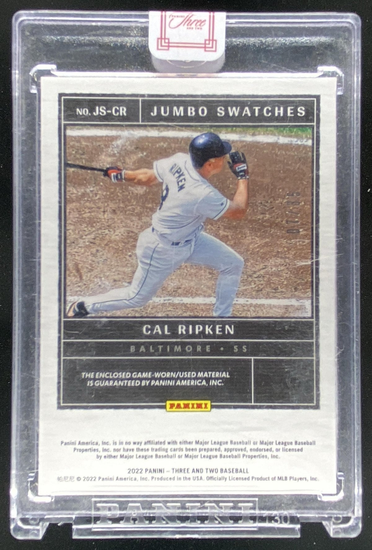 2022 Panini Three and Two Cal Ripken Jr. trading card