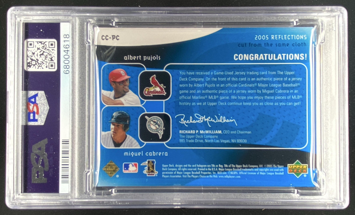 2005 Upper Deck Reflections Albert Pujols / Miguel Cabrera #CC-PC graded PSA 9 trading card