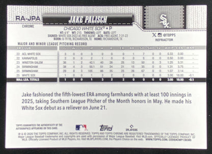 2026 Topps Chrome Jake Palisch #RA-JPA trading card