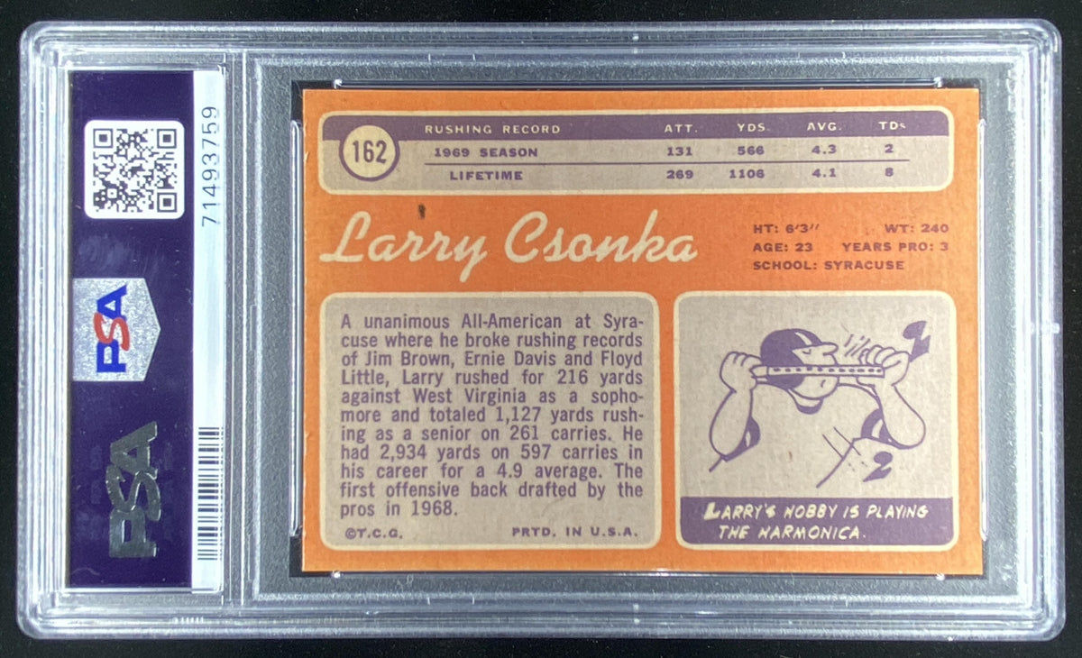 1970 Topps Larry Csonka #162 graded PSA 8 trading card