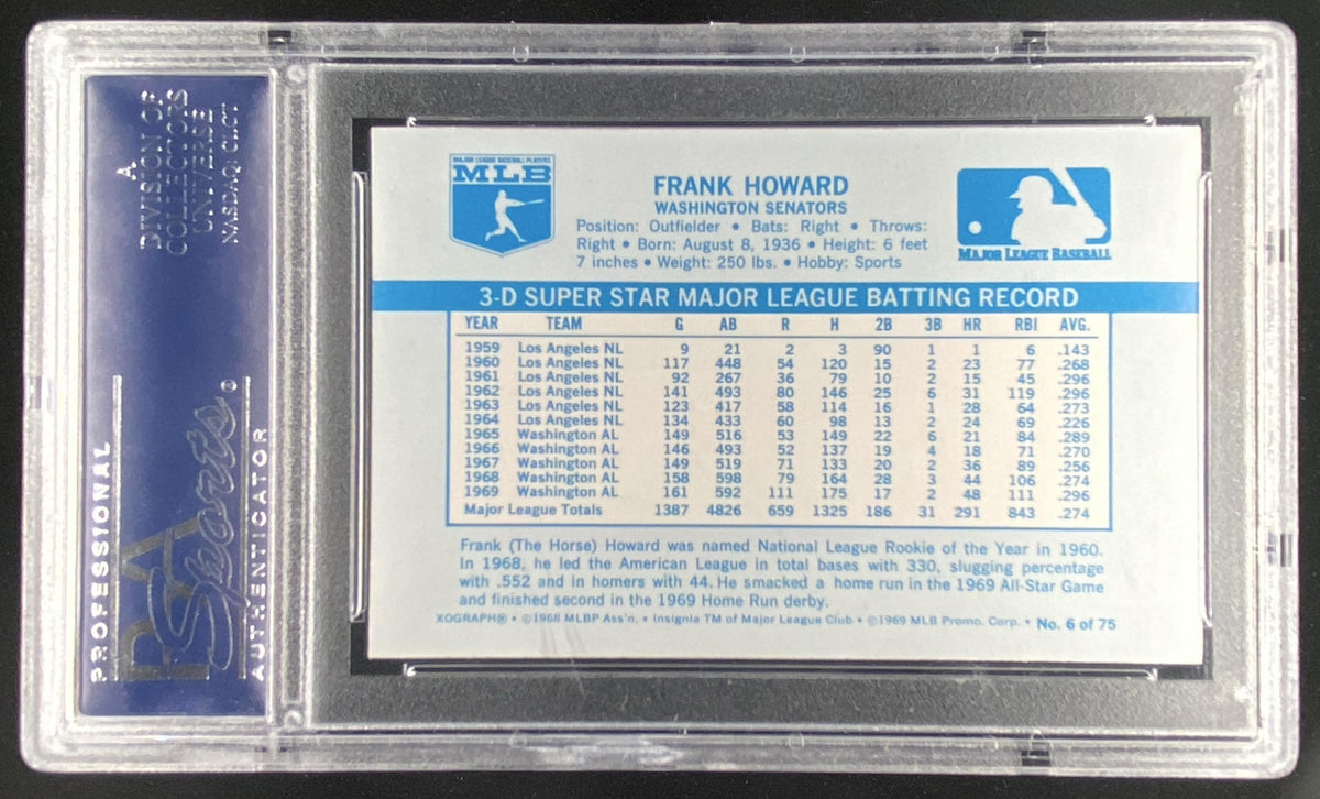 1970 Kellogg's 3-D Super Stars Frank Howard #6 graded PSA 10 trading card
