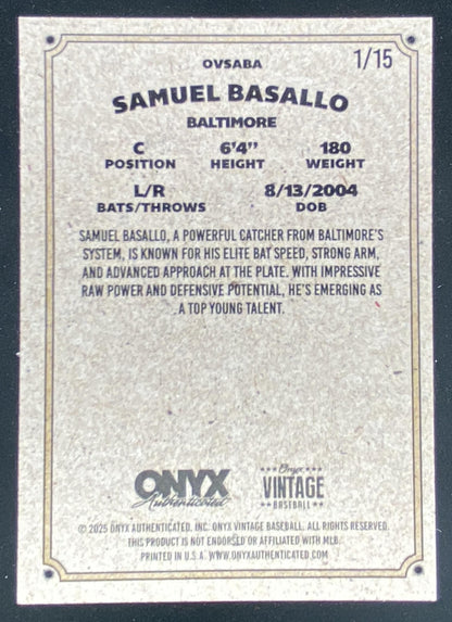 2025 Onyx Vintage Samuel Basallo #OVSABA trading card