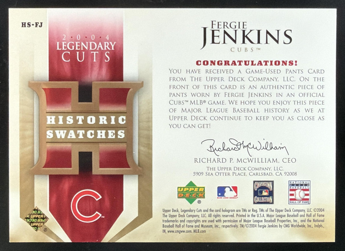 2004 SP Legendary Cuts Historical Swatches Fergie Jenkins Jersey
