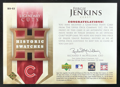 2004 SP Legendary Cuts Historical Swatches Fergie Jenkins Jersey