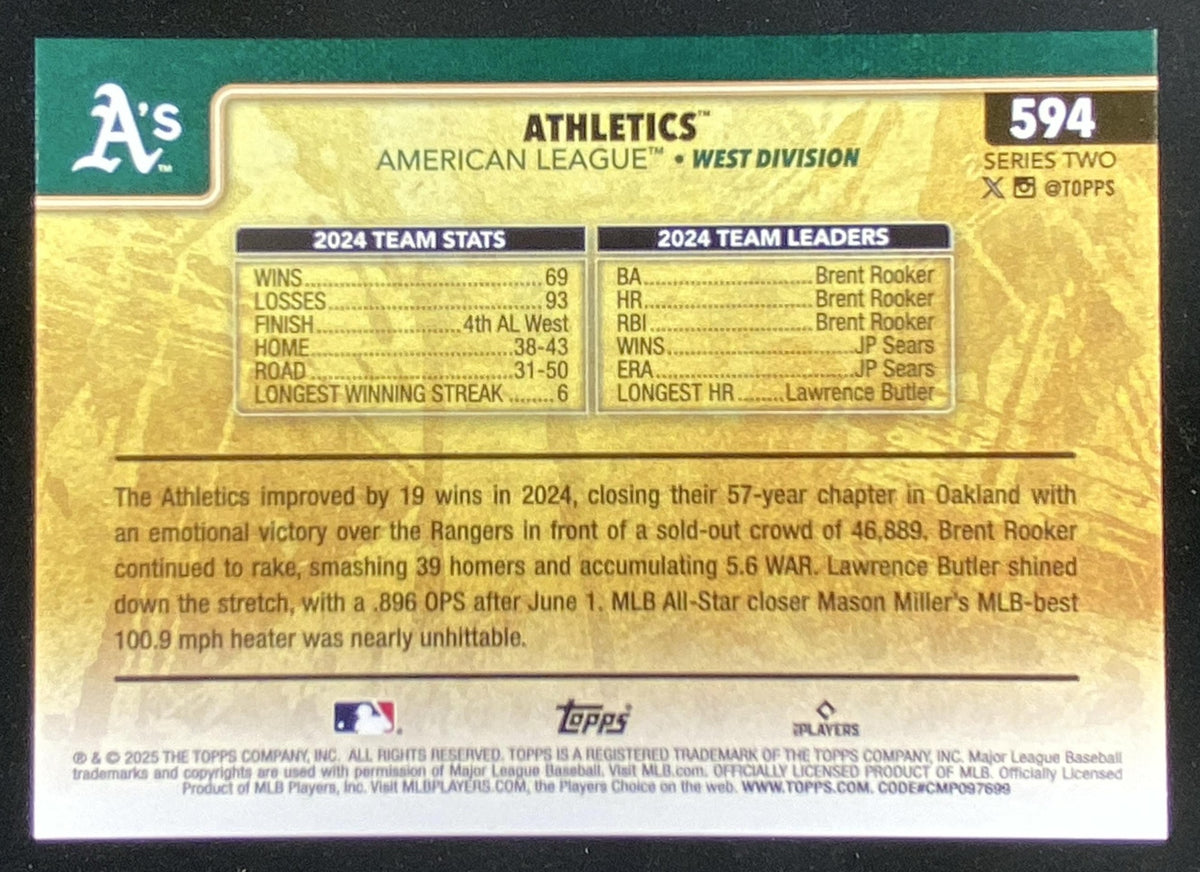 2025 Topps Athletics #594 trading card