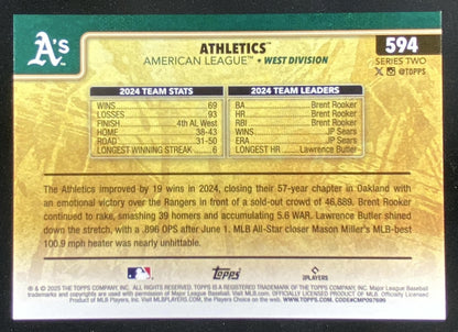 2025 Topps Athletics #594 trading card