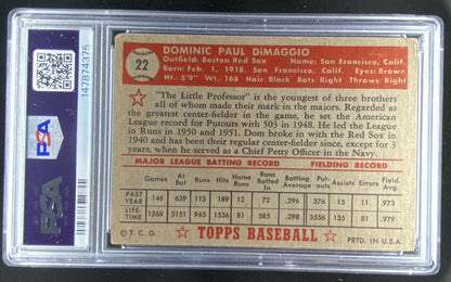 1952 Topps Dom DiMaggio #22 graded PSA 3 trading card