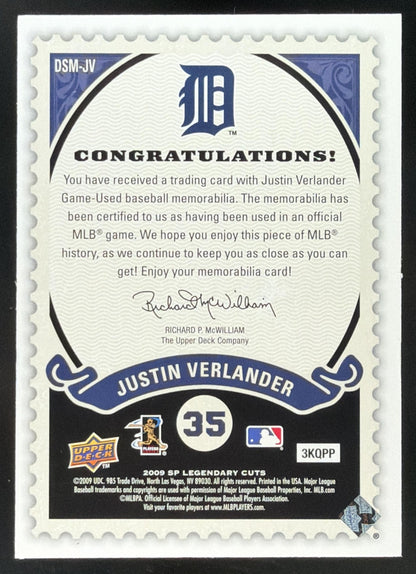 2009 SP Legendary Cuts Destination Stardom Justin Verlander Jersey